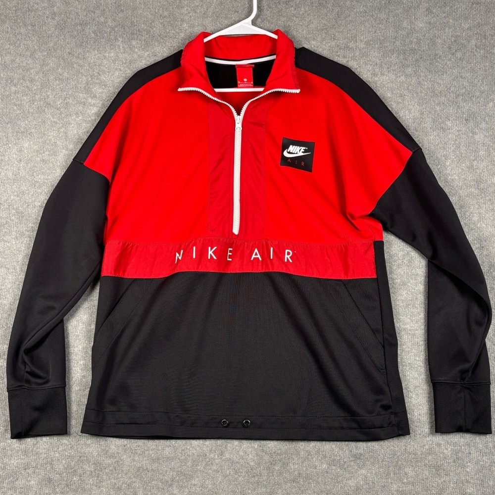 Nike Air Half Zip Pullover Jacket Colorblock Red Black Size M